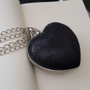 Black Aldo heart wristlet with silver chain